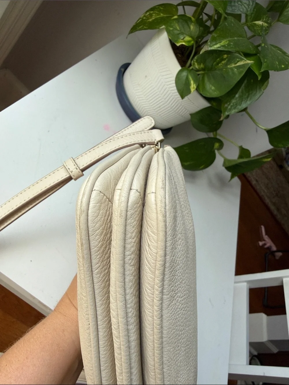 Kate Spade Pebbled Leather Crossbody in Light Cream